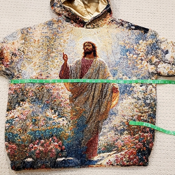 Nickscacchetti Jaquard Tapestry Jesus/ Blessed Mother Mary Hoodie Adult Med NWOT - Picture 15 of 16
